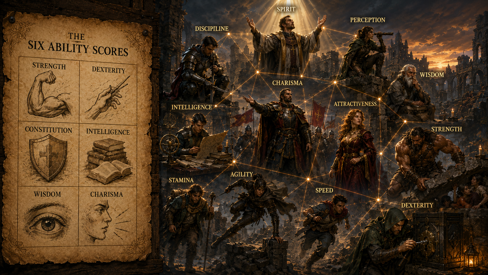 DnD Six Abilities - Jacks Cinematic d12 Twelve Attributes